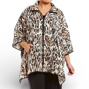 IC by Connie K Leopard asymmetrical opera cape L